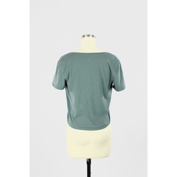 LULULEMON Knot Gonna Fly Graphite Green Pima Cotton Front Tie T-Shirt, Size S - Picture 7 of 13